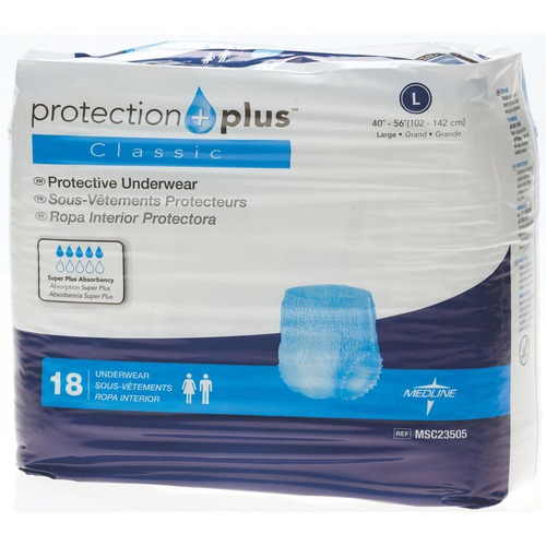 Medline Protection Plus Classic Protective Underwear,Large MSC23505H